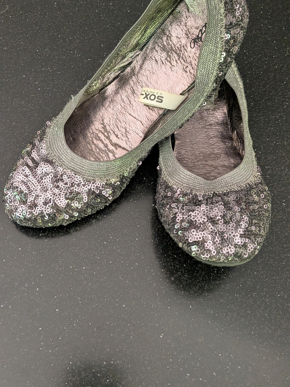 Mossimo Silver Sequin Sparkle Ballet Flats Size 7 Foldable Travel Shoes